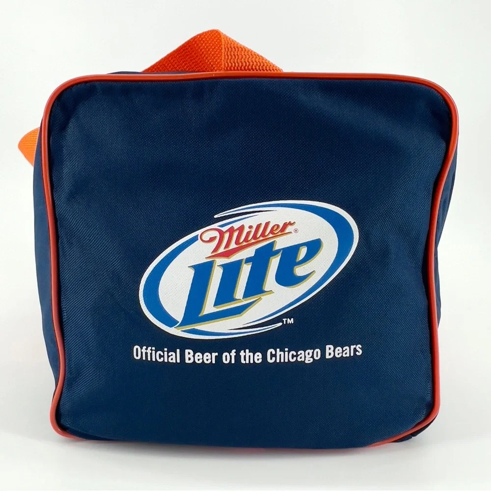 Vtg Chicago Bears Miller Lite Promo Duffel Bag Navy Orange Football Gym NFL Y2K